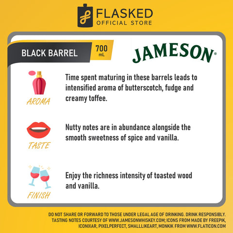 Jameson Black Barrel Irish Whiskey 700mL with FREE 2 Jameson Stout 50ml
