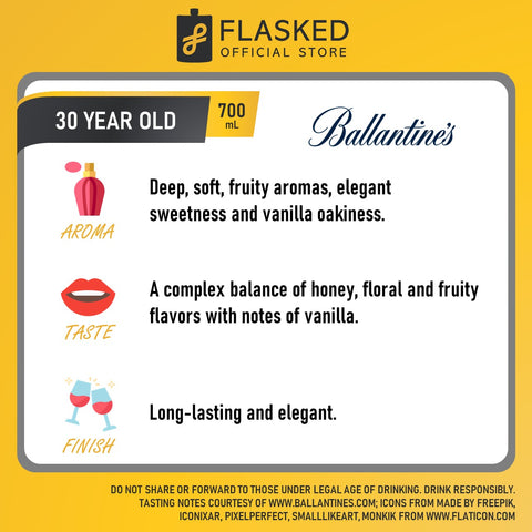 Ballantines 30 Year Old Blended Scotch Whisky 700mL The Grand Lodge of Free and Accepted Masons of the Philippines