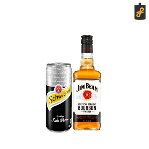 Whisky Highball Set (Jim Beam White Label Bourbon Whiskey 750mL,Schweppes Soda Water 325mL)