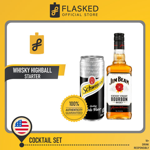 Whisky Highball Set (Jim Beam White Label Bourbon Whiskey 750mL,Schweppes Soda Water 325mL)