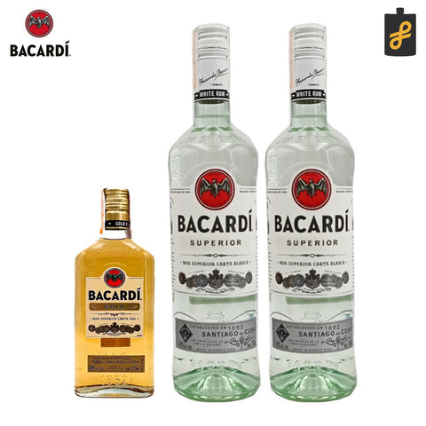 Bacardi Superior White Rum 750mL 2 Set Free Gold 375mL