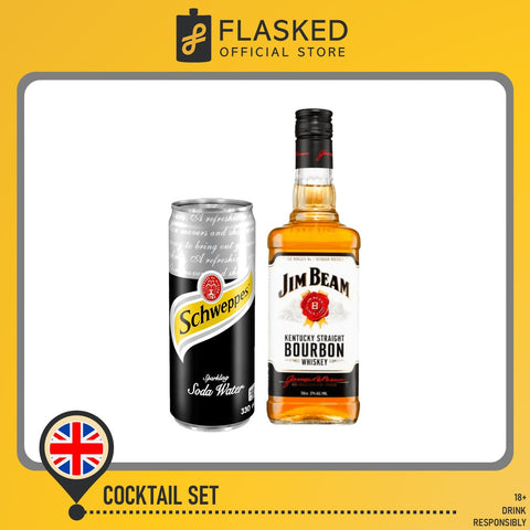 Whisky Highball Set (Jim Beam White Label Bourbon Whiskey 750mL,Schweppes Soda Water 325mL)