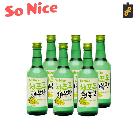 So Nice Soju Green Grape 360ml pack of 6