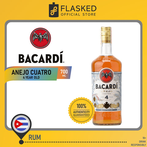 Bacardi Anejo Cuatro 4 Year Old Rum 700mL
