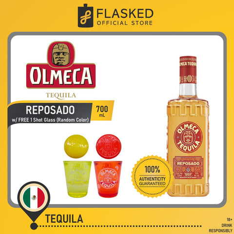 Olmeca Tequila Reposado 700mL  w/ FREE 1 Shot Glass (Random Color)