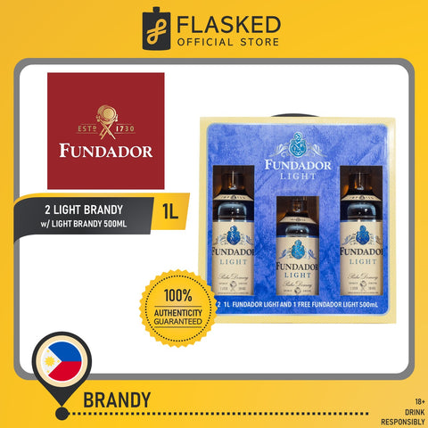 Fundador Light Brandy 1L (2) + Free Fundador Light Brandy 500mL Bundle
