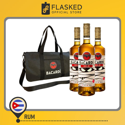 Bacardi Halloween Pack 2024 3x750mL Bacardi Rum Gold Label Limited Edition Bottle with Duffel Bag