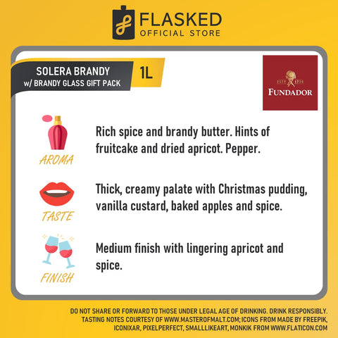 Fundador Solera Brandy 1L w/ Brandy Glass Gift Pack