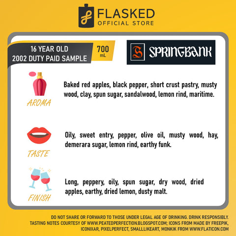 Springbank 2002 16 Year Old Duty Paid Sample 700mL