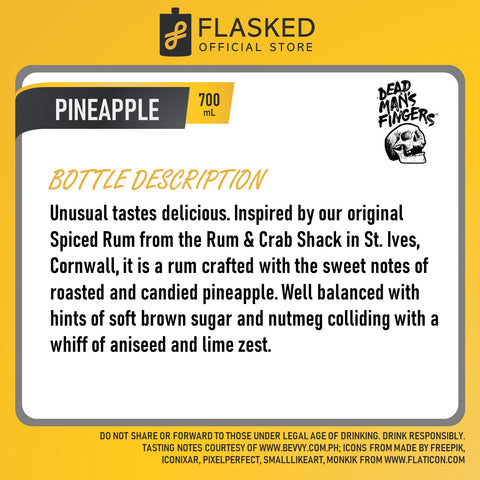 Dead Man's Fingers Pineapple Flavored Rum 700mL W/ Free Skull Glass