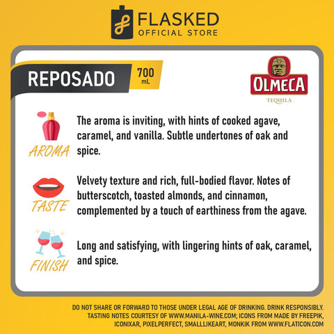 Olmeca Tequila Reposado 700mL  w/ FREE 1 Shot Glass (Random Color)