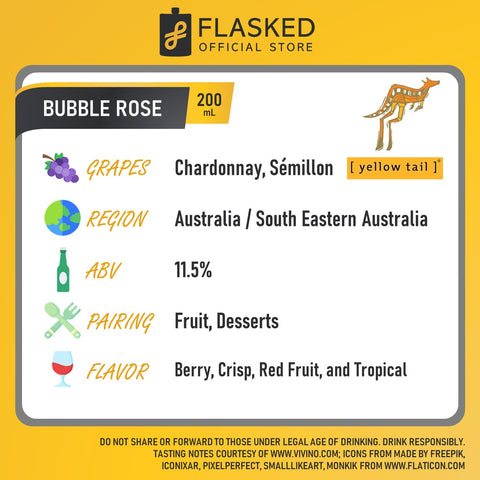 Yellow Tail Piccolo Bubbles Sparkling Rose Wine 200mL