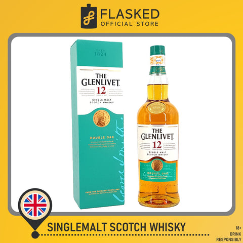 Glenlivet 12 Year Old Double Oak 700mL With Free 1 Rock Glass