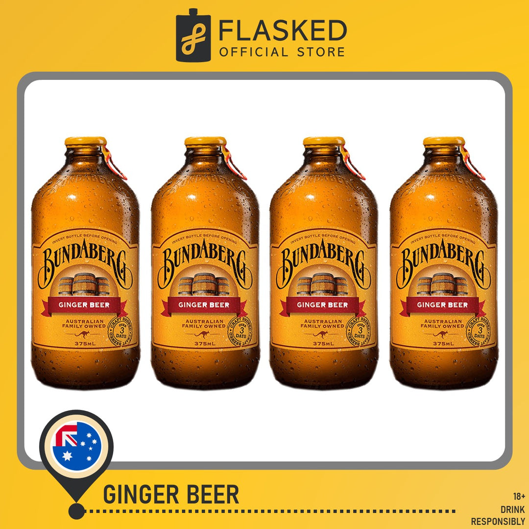 Bundaberg Ginger Beer 375mL (NonAlcoholic) pack of 4 Flasked Liquor