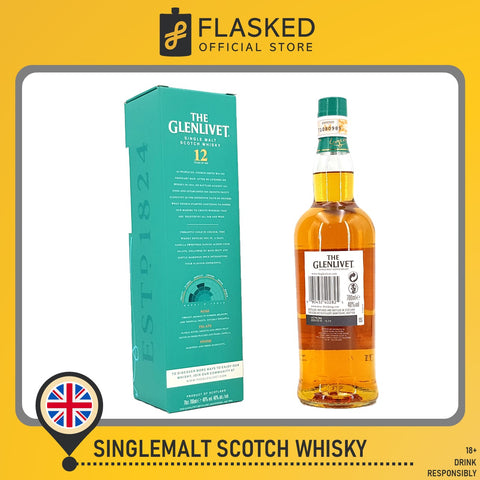 Glenlivet 12 Year Old Double Oak 700mL With Free 1 Rock Glass