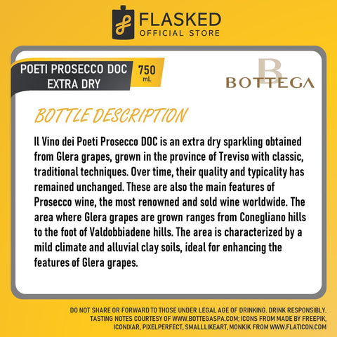 Bottega Poeti Prosecco DOC Extra Dry 750mL