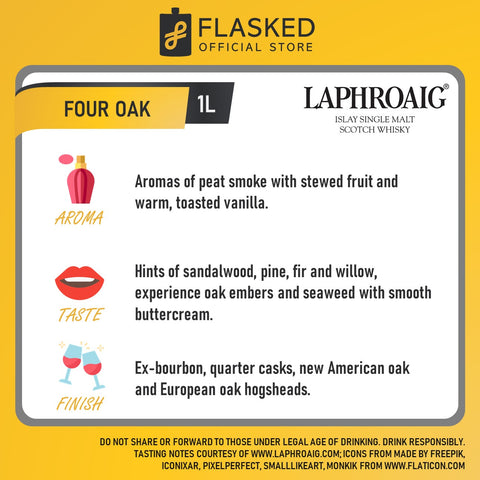 Laphroaig Four Oak Single Malt Scotch Whisky 1L