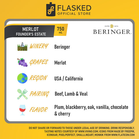 Beringer Founder's Estate Merlot Red Wine 750mL