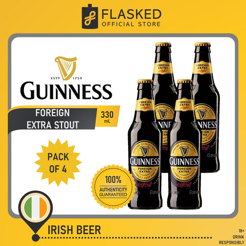 Guinness FES Foreign Extra Stout Irish Beer 4 Bottles 330mL