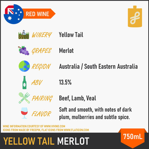 Yellow Tail Merlot Red Wine 750mL 2 Set