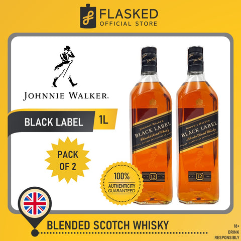 Johnnie Walker 2 Pack Bundle Black Label Whisky 1L Johnny Walker