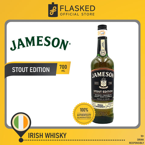 Jameson Irish Whiskey Stout Edition 700mL with FREE 2 Jameson Stout 50ml
