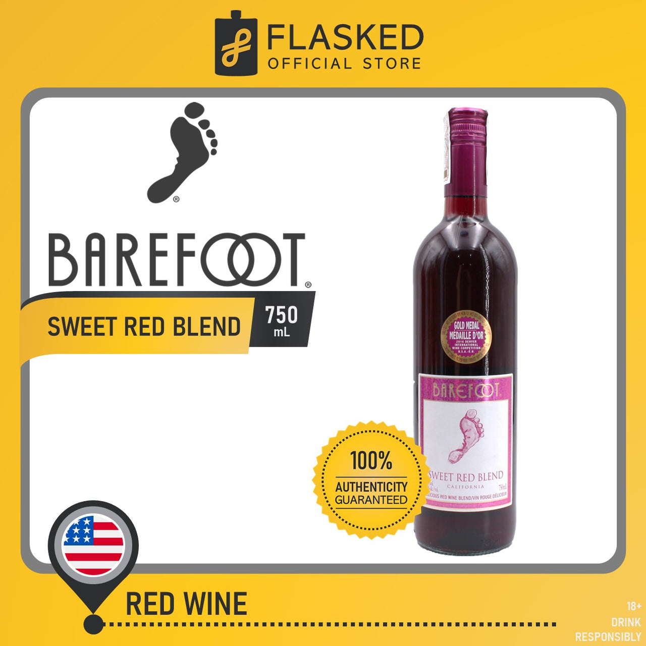 Barefoot Sweet Red Blend Red Wine 750mL Flasked Liquor Store