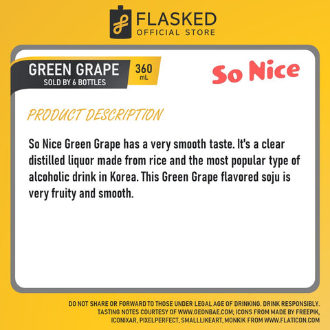 So Nice Soju Green Grape 360ml pack of 6