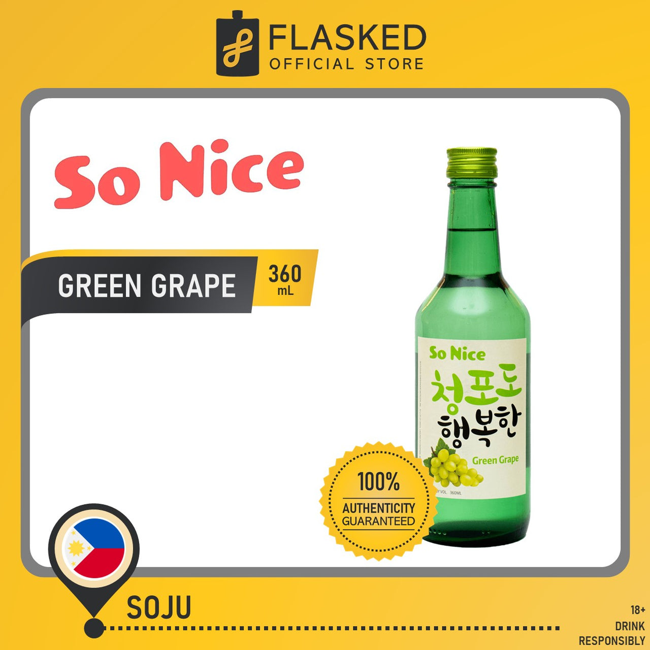 So Nice Soju Green Grape 360ml Flasked Liquor Store