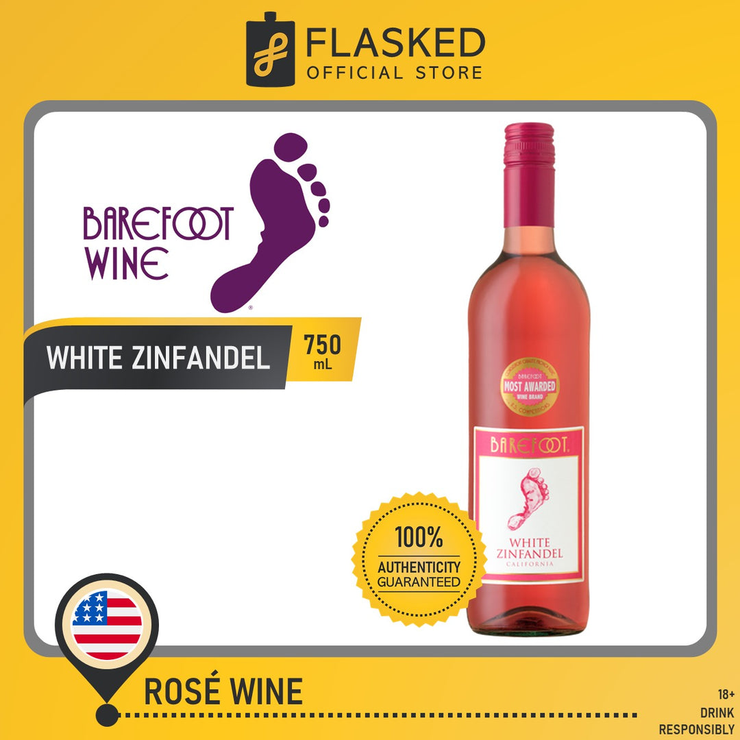 Barefoot White Zinfandel Rose Wine 750mL Flasked Liquor Store