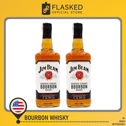 Jim Beam 2 Pack Bundle White Label Bourbon Whiskey 1L