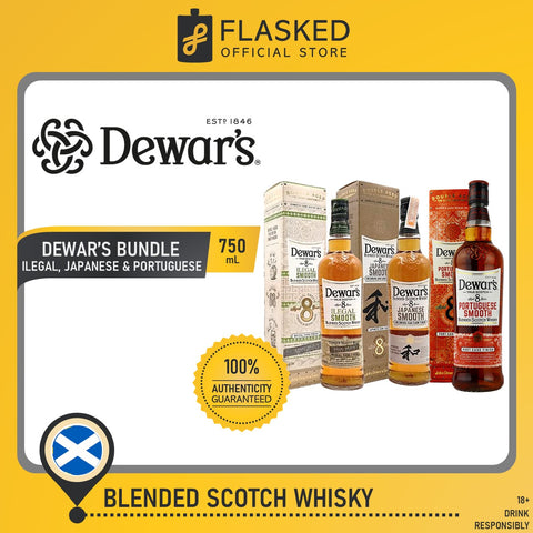Dewar's Blended Scotch Whisky - Smooth Bundle (Ilegal, Japanese, Portuguese) 3x750mL Dewars