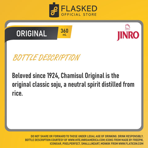 Jinro Chamisul Soju Original 1 Case 360mL Classic
