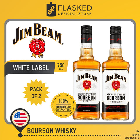 Jim Beam 2 Pack Bundle White Label Bourbon Whiskey 750mL