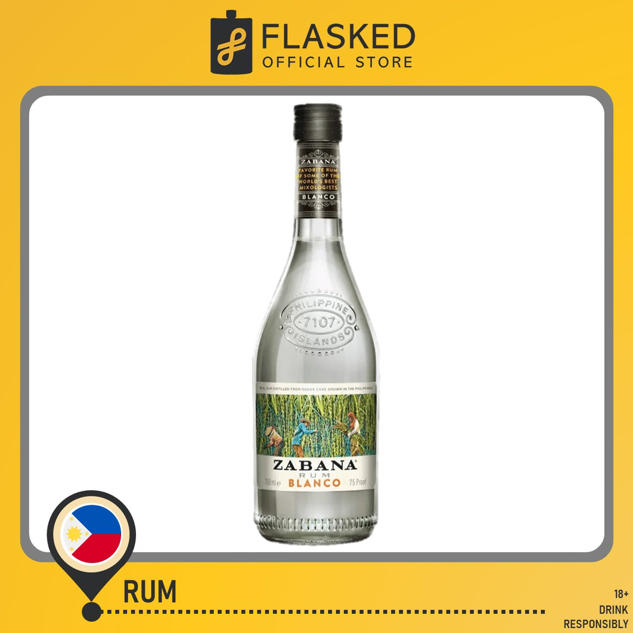 Zabana Blanco White Rum 700mL Flasked Liquor Store