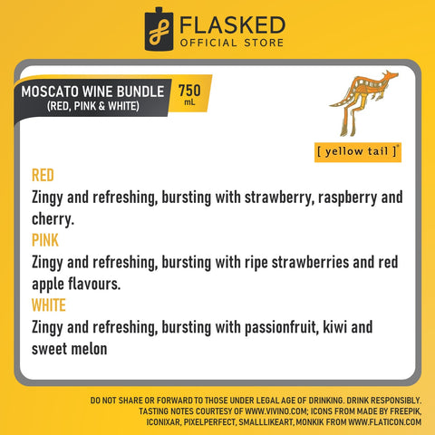 Yellow Tail Moscato Wine Bundle 750mL Red Pink White Christmas Bundle