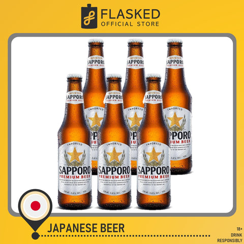 Sapporo Premium Japanese Beer 6 Bottles 330mL