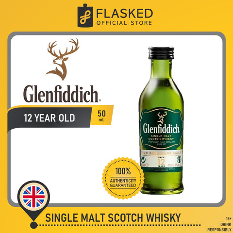 Glenfiddich 12 Year Old Single Malt Scotch Whisky Mini 50mL
