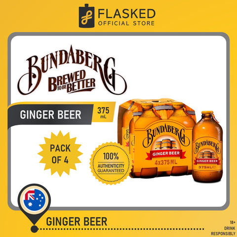 Bundaberg Ginger Beer 375mL (Non-Alcoholic) pack of 4