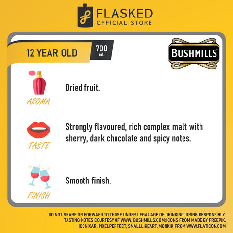 Bushmill 12 Year Old Single Malt Whisky 700mL