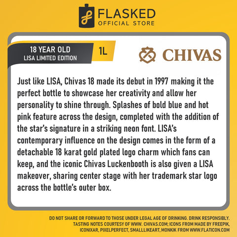 Chivas Regal 18 Year Old Lisa Limited Edition 700ml Blended Scotch Whisky Blackpink
