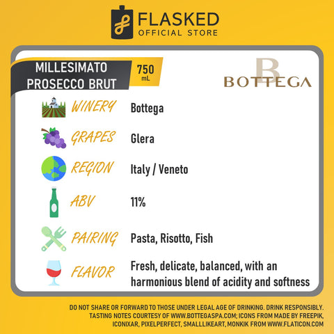 Bottega Millesimato Prosecco Brut 750mL