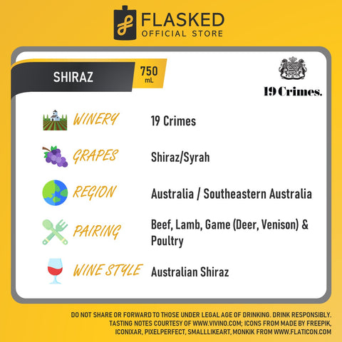 19 Crimes Shiraz Red Wine 750mL