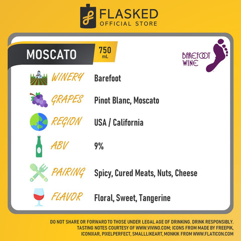 Barefoot Moscato White Wine 750mL