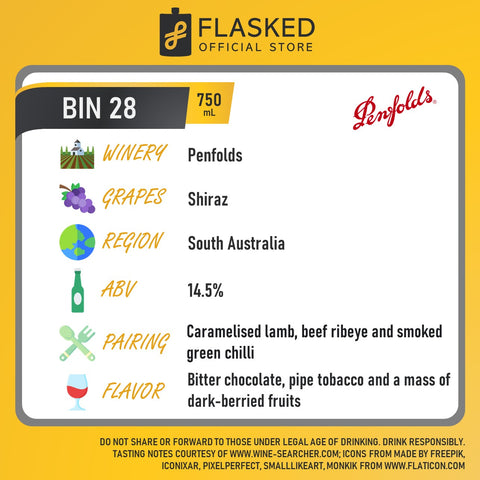 Penfolds Bin 28 Shiraz Vintage 2019 750mL with FREE Bottle Engraving